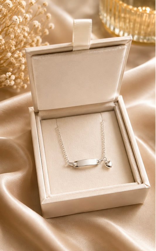 Sterling Silver Imólè Kids ID Heart Charm Bracelet