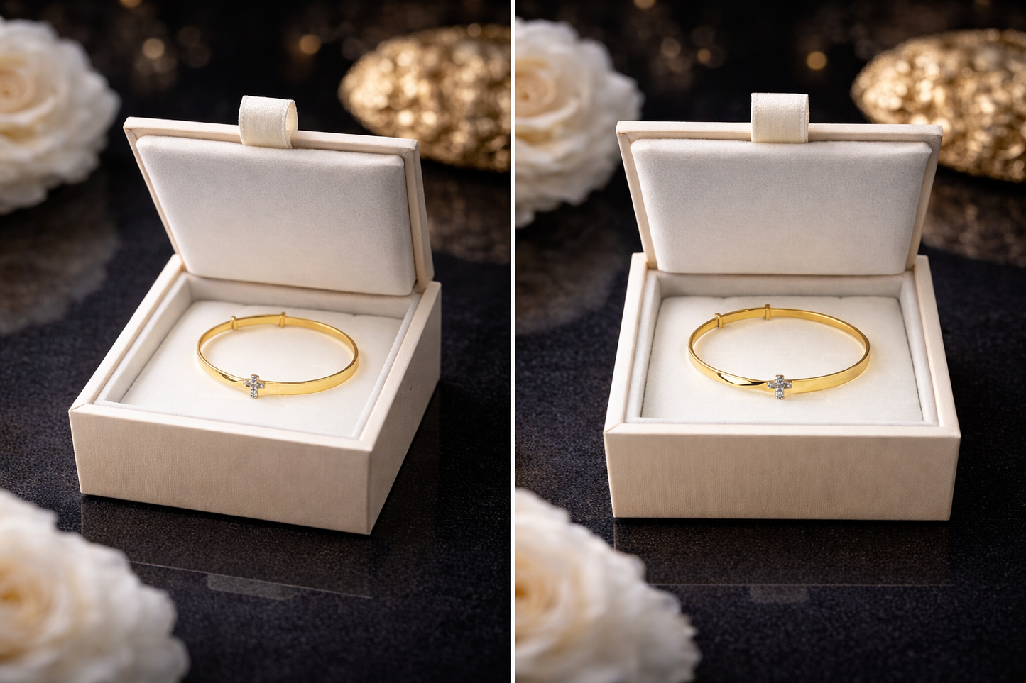 9ct Yellow Gold Imólè Baby Cross Design Expandable Bangle